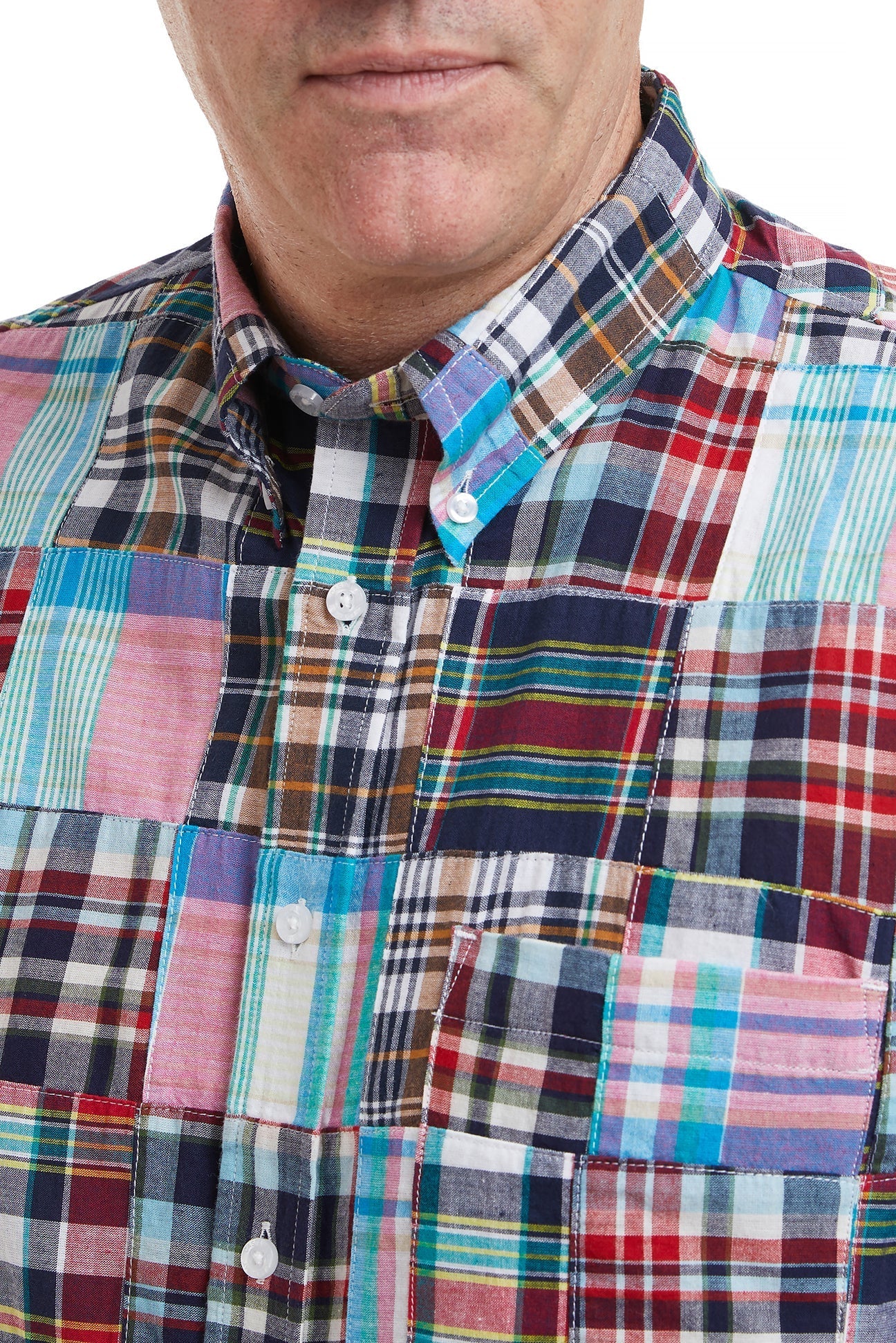 madras dress shirt Navy and Tomato Madras Shirt