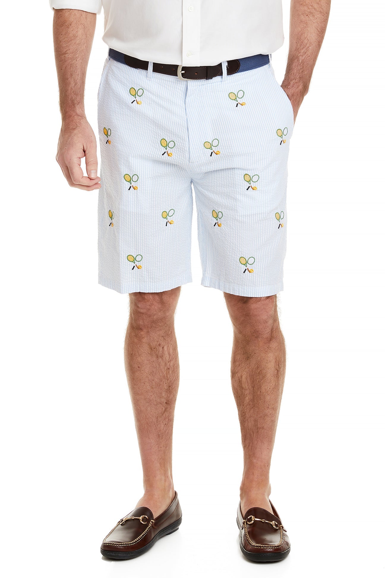 Tennis Racket Seersucker Shorts, Blue | Castaway – Castaway