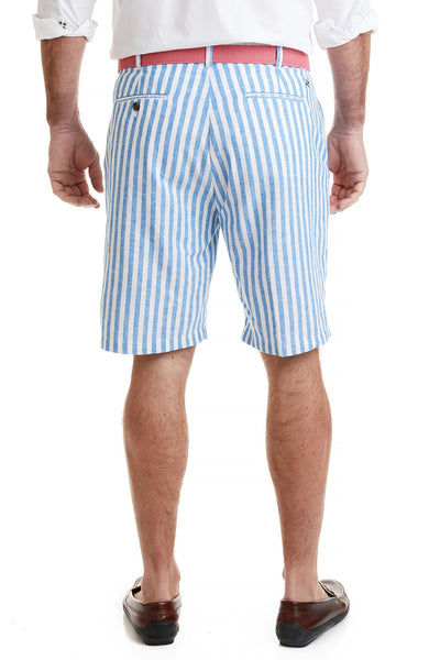 Cisco Short Linen Cabana Stripe Blue MENS SHORTS Castaway Nantucket Island