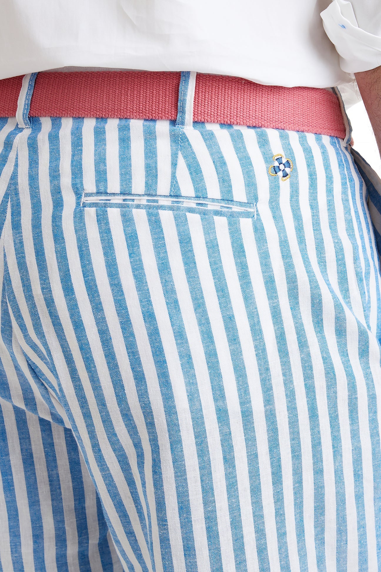 Cisco Short Linen Cabana Stripe Blue MENS SHORTS Castaway Nantucket Island