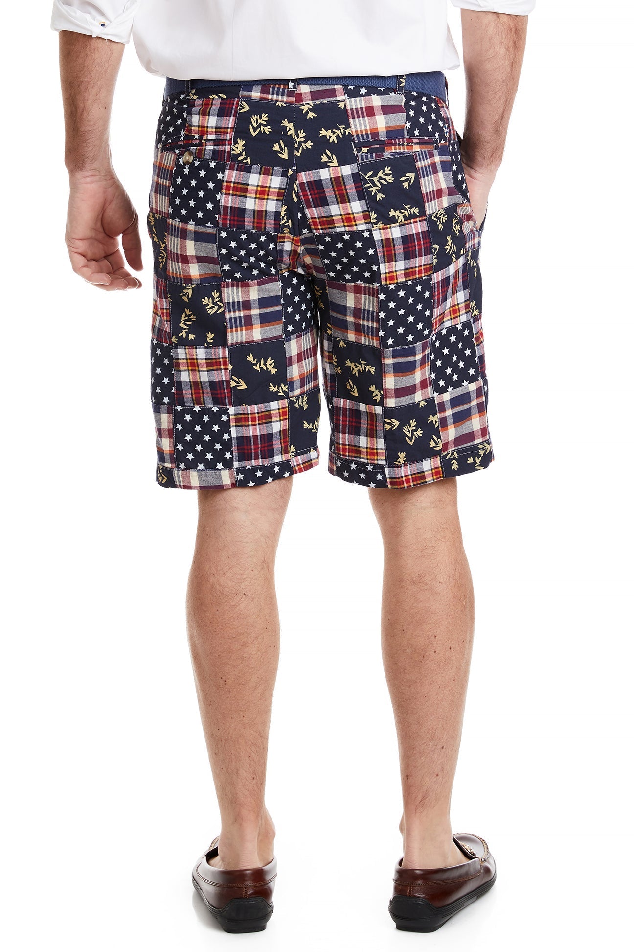 Madras patchwork shorts discount