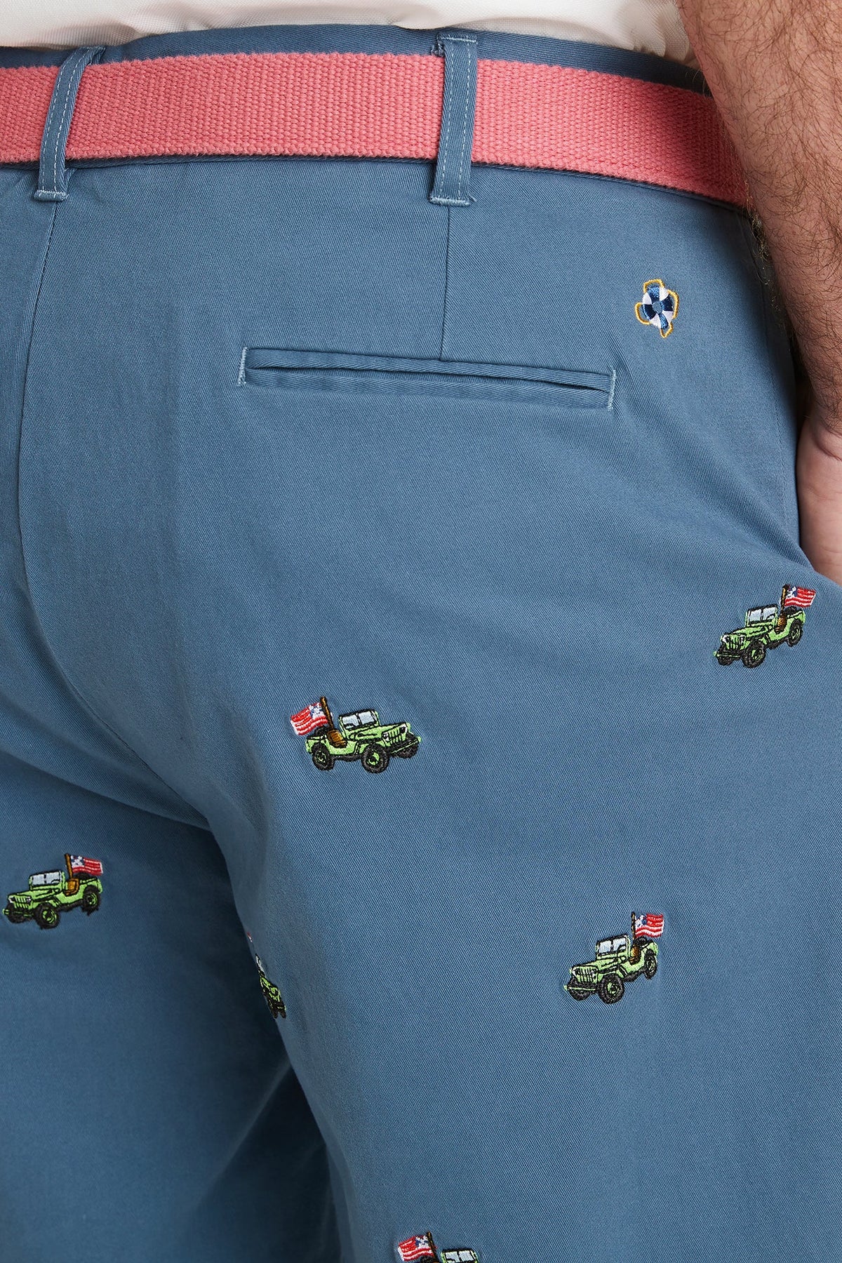 Castaway mens Embroidered Cisco Short Blue with Army Jeep Flag ...