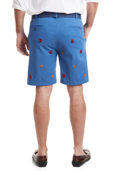 Cisco Short Stretch Twill Deep Ocean Blue with Dark N' Stormy MENS EMBROIDERED SHORTS Castaway Nantucket Island