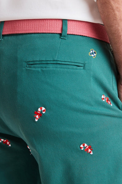 Cisco Short Stretch Twill Hunter with Candy Cane MENS EMBROIDERED SHORTS Castaway Nantucket Island