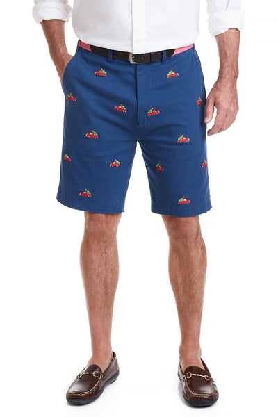 Cisco Short Stretch Twill Nantucket Navy with Christmas Delivery MENS EMBROIDERED SHORTS Castaway Nantucket Island
