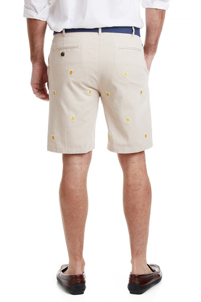 Cisco Short Stretch Twill Stone with Beer Mug MENS EMBROIDERED SHORTS Castaway Nantucket Island