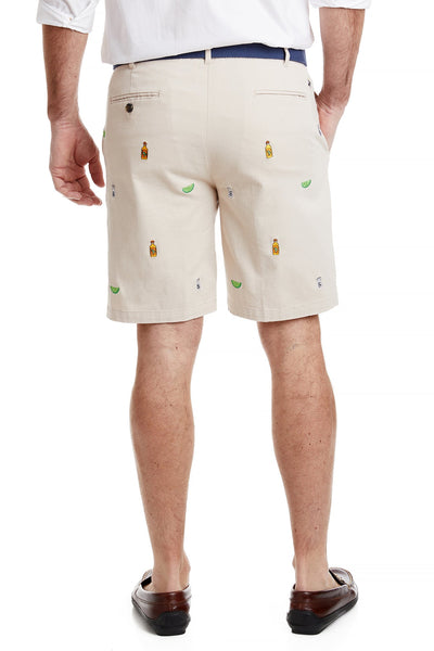 Cisco Short Stretch Twill Stone with Tequila Salt and Lime MENS EMBROIDERED SHORTS Castaway Nantucket Island