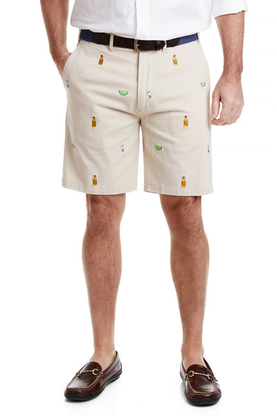 Cisco Short Stretch Twill Stone with Tequila Salt and Lime MENS EMBROIDERED SHORTS Castaway Nantucket Island