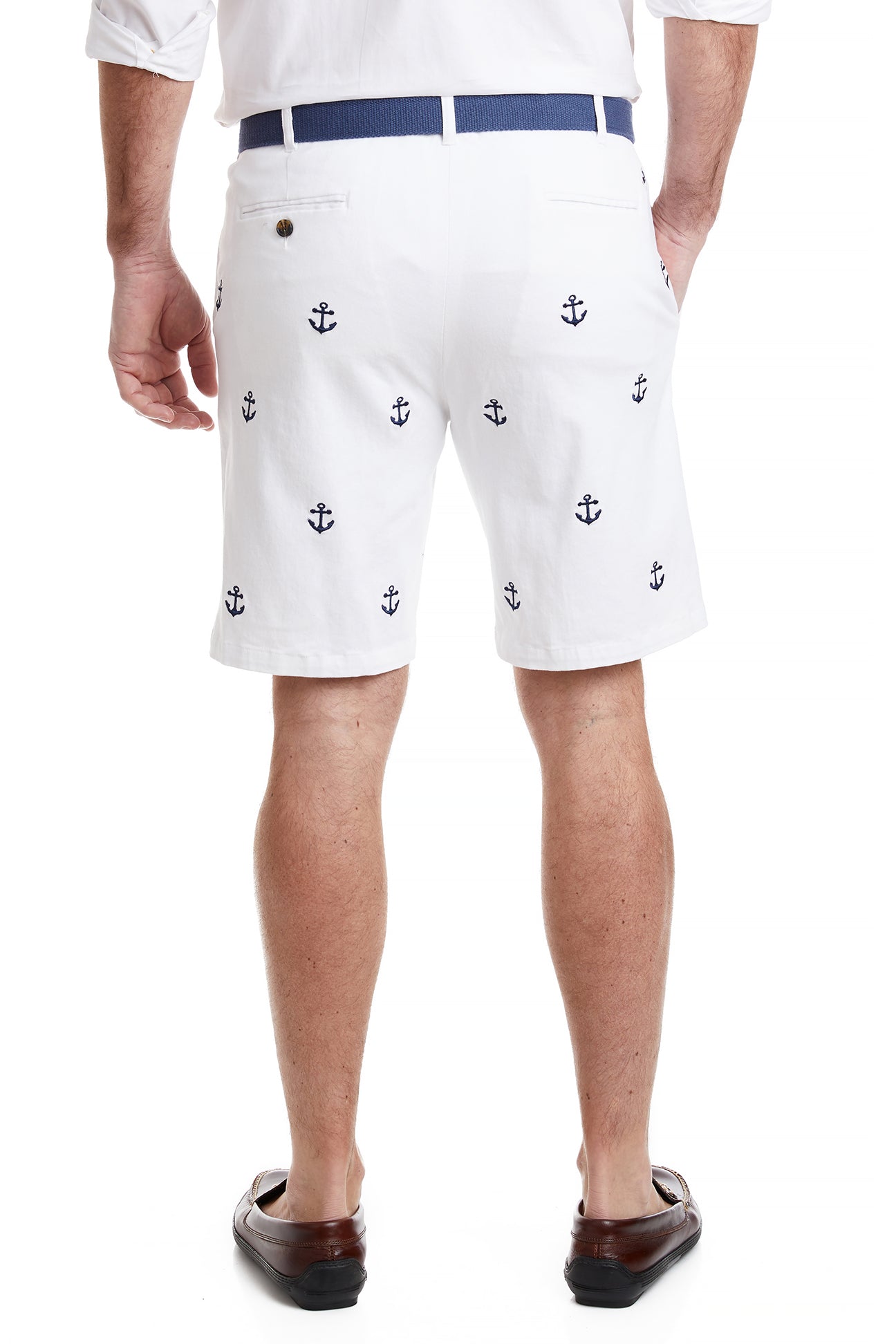 Cisco Short Stretch Twill White with Anchor MENS EMBROIDERED SHORTS Castaway Nantucket Island
