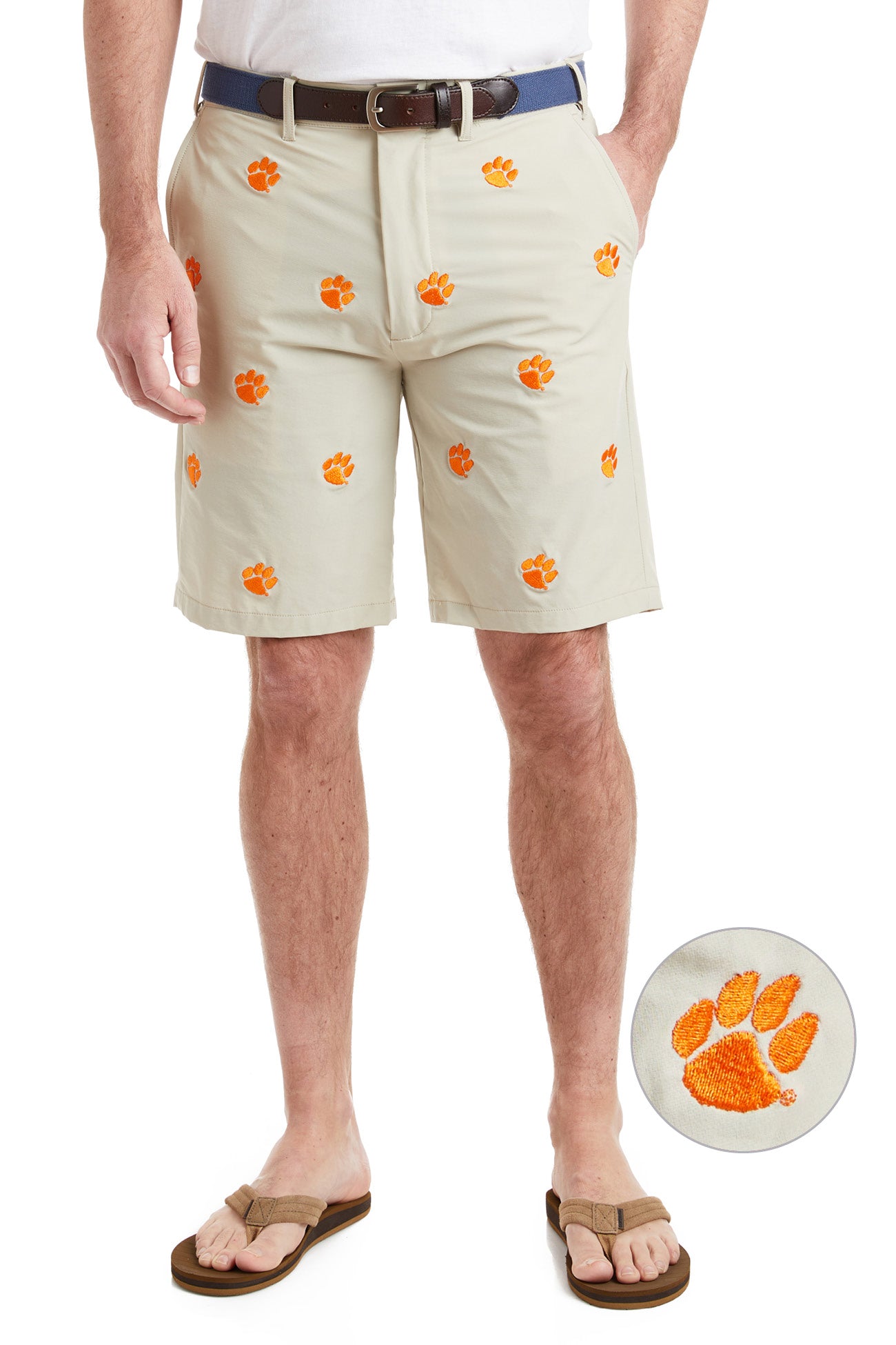 Collegiate ACKformance Short Khaki with Clemson MENS EMBROIDERED SHORTS Castaway Nantucket Island