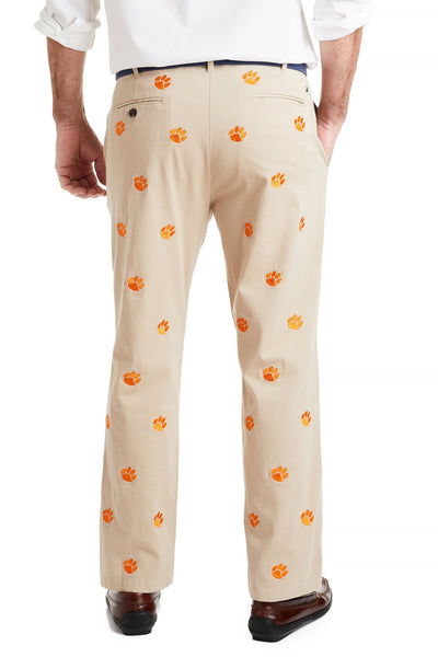 Collegiate Stretch Twill Pant Khaki with Clemson MENS EMBROIDERED PANTS Castaway Nantucket Island