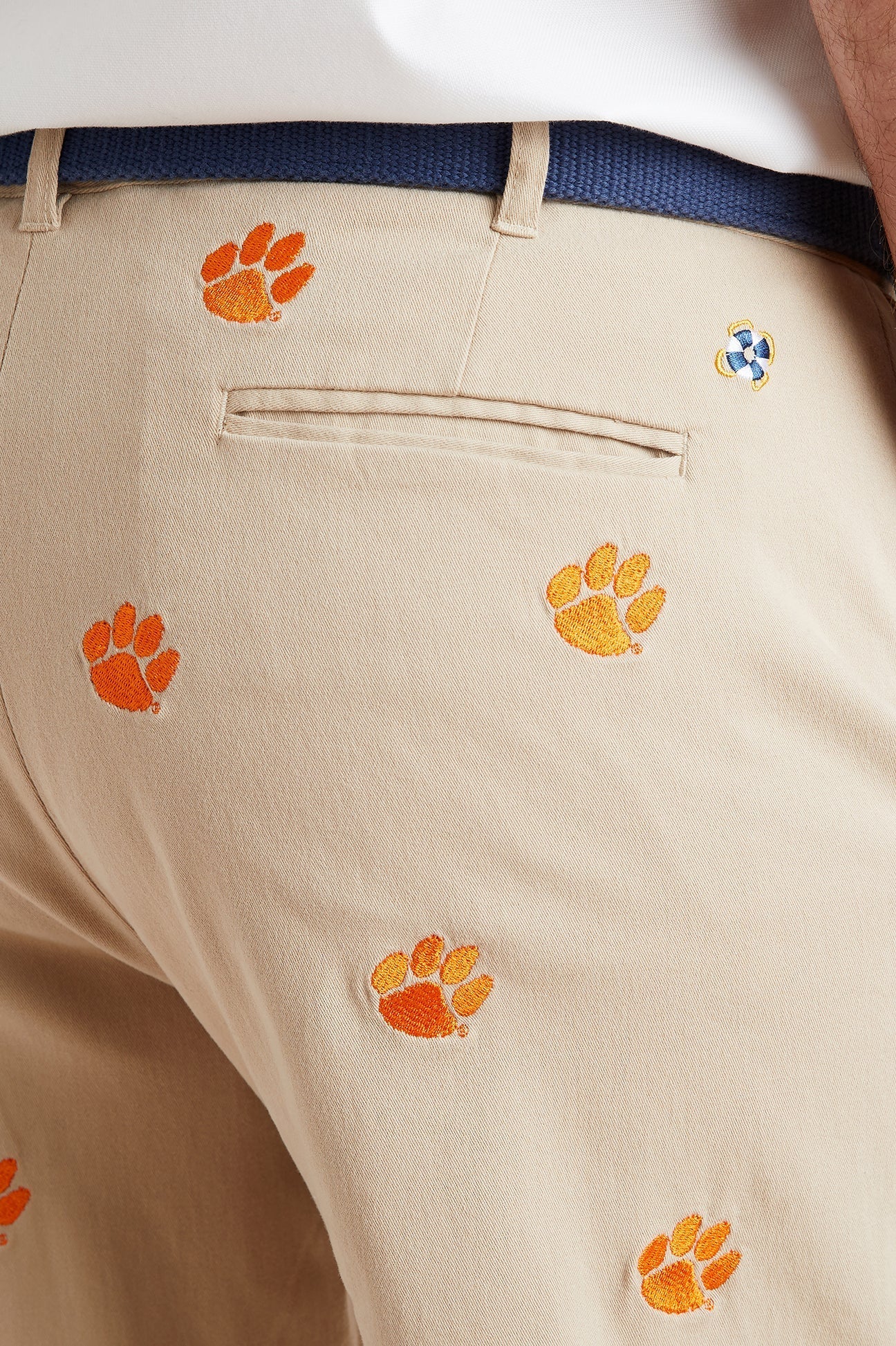 Collegiate Stretch Twill Pant Khaki with Clemson MENS EMBROIDERED PANTS Castaway Nantucket Island