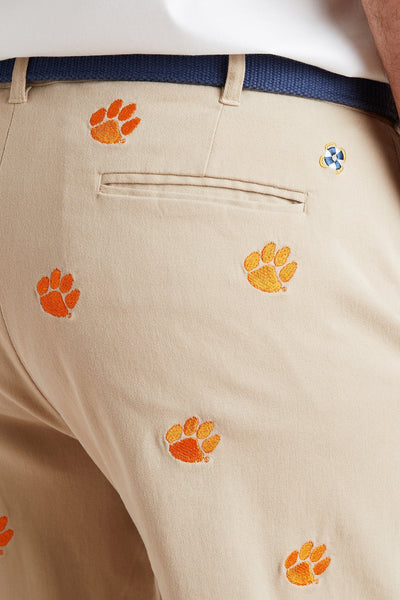 Collegiate Stretch Twill Pant Khaki with Clemson MENS EMBROIDERED PANTS Castaway Nantucket Island