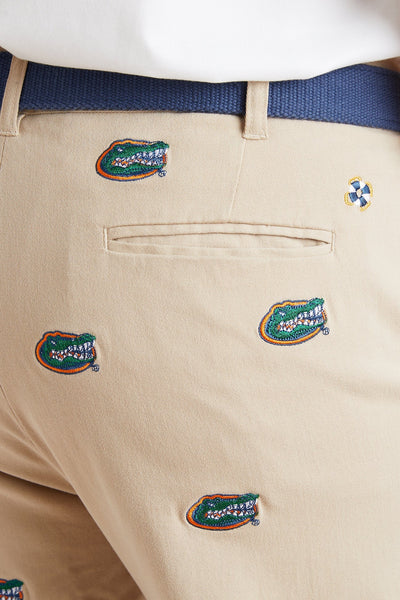Collegiate Stretch Twill Pant Khaki with University of Florida Gator MENS EMBROIDERED PANTS Castaway Nantucket Island