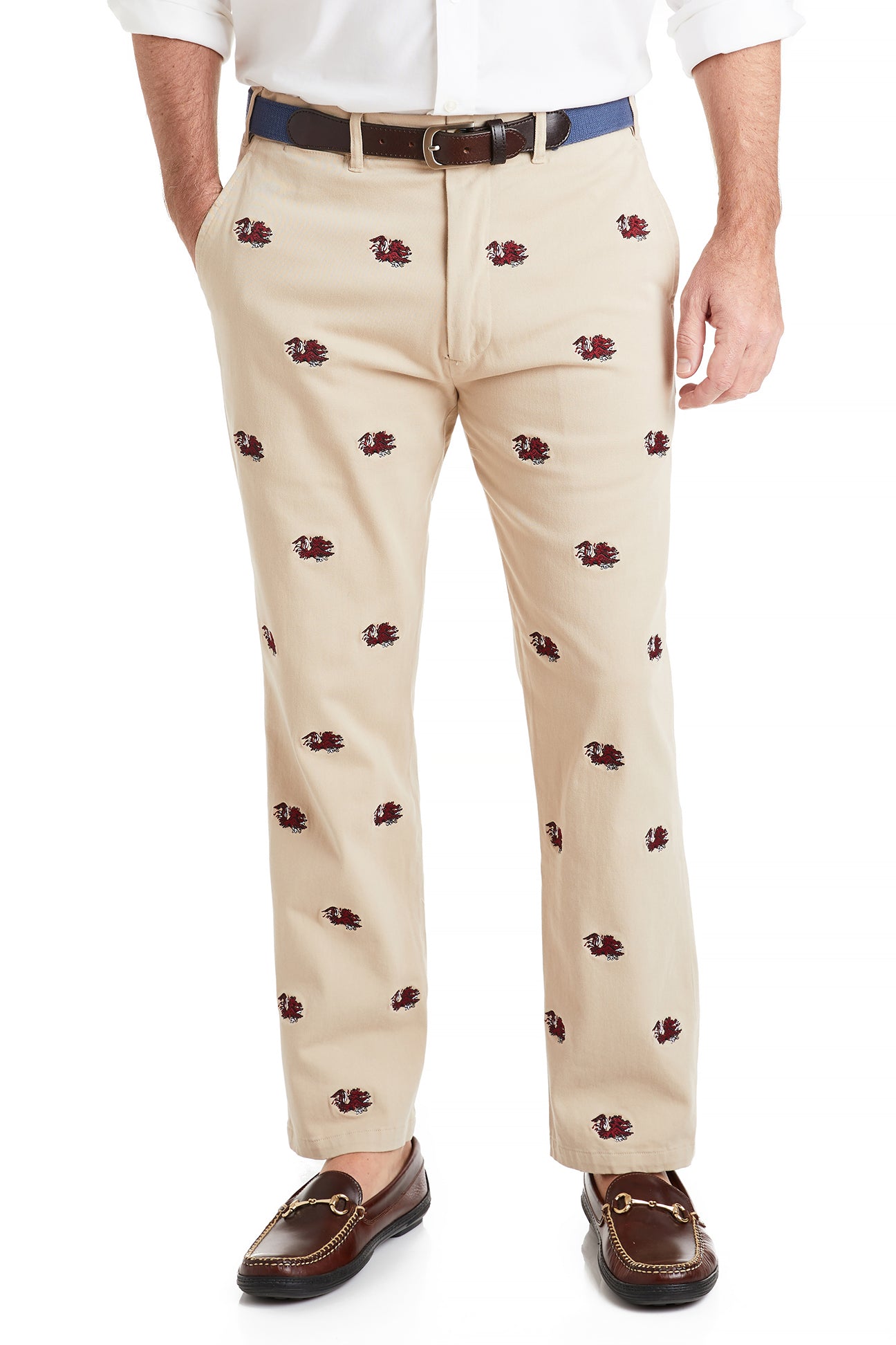 Collegiate Stretch Twill Pant Khaki with USC MENS EMBROIDERED PANTS Castaway Nantucket Island