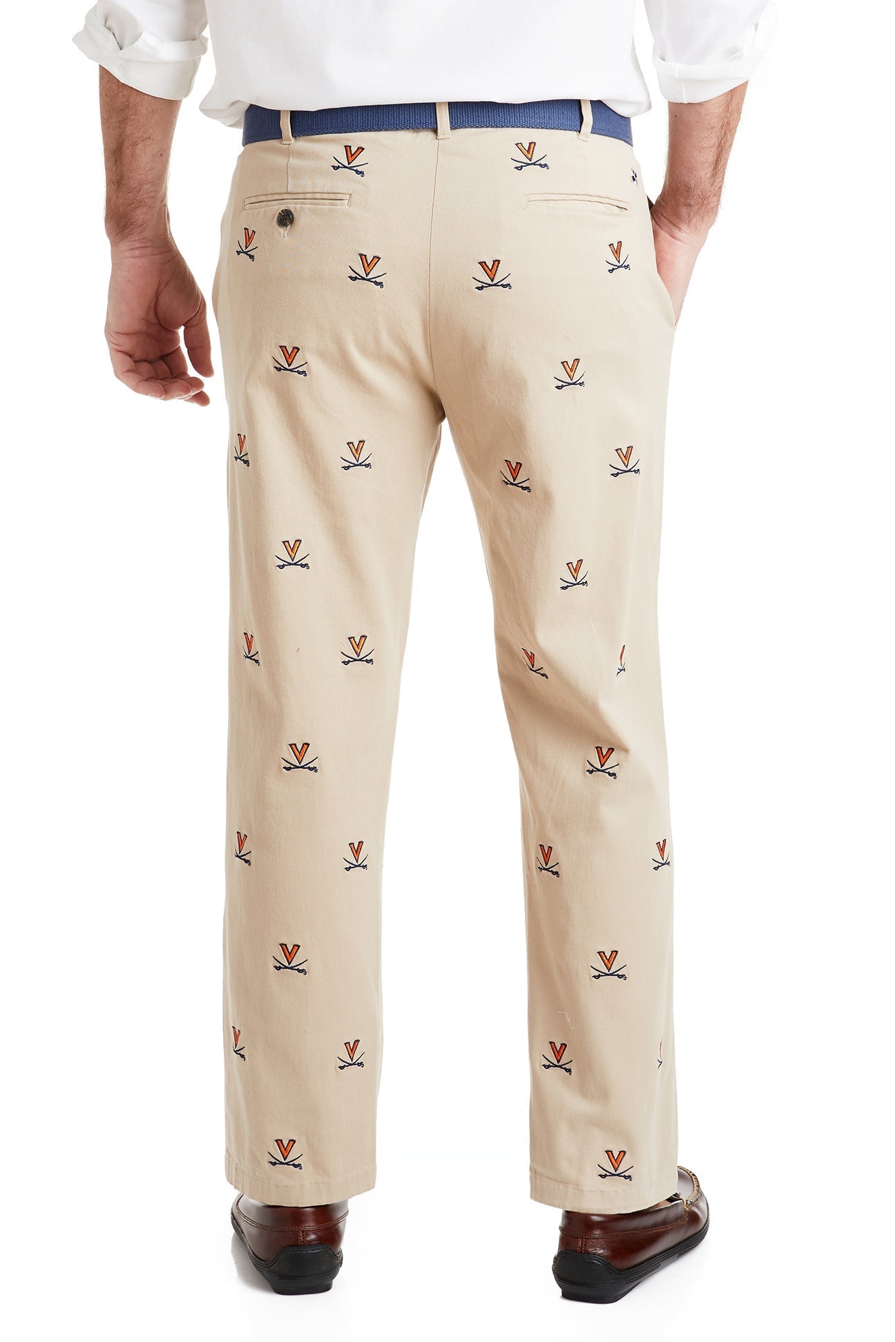 Collegiate Stretch Twill Pant Khaki with UVA MENS EMBROIDERED PANTS Castaway Nantucket Island