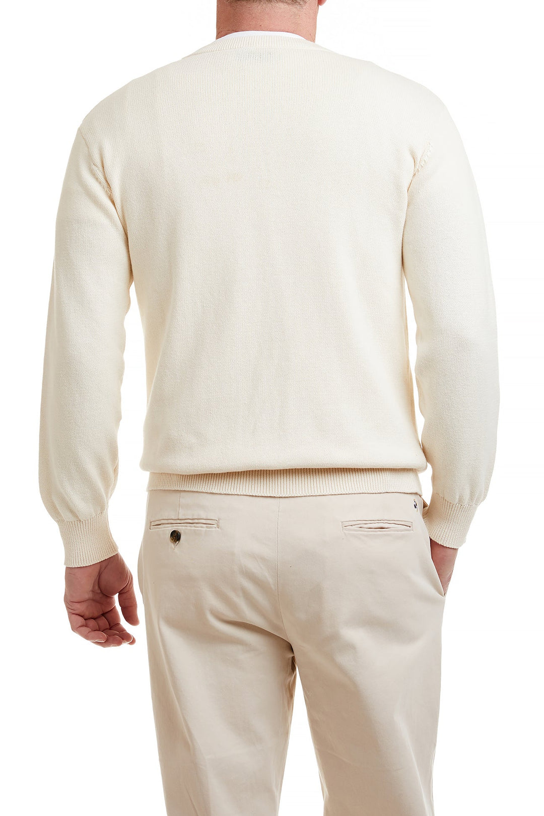 Crew Neck Sweater Cream With American Flag M / Cream / Sweater Crew Neck Sweater Cream With American Flag M / Cream / Sweater