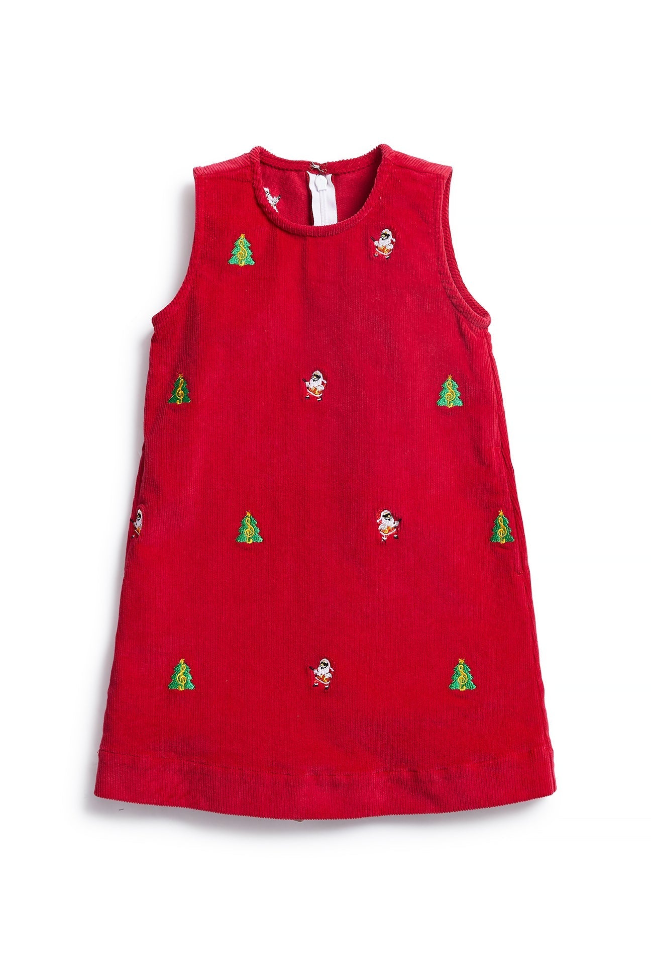 Girls Shift Dress Corduroy Crimson with Rockin Around the Christmas Tree GIRLS DRESSES Castaway Nantucket Island