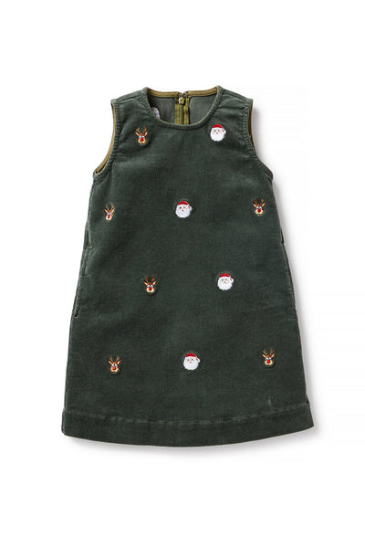 Castaway Holiday Embroidered Girls Shift Dress Corduroy Olive with Christmas Night Castaway Nantucket Island Castaway Holiday Embroidered Girls Shift Dress Corduroy Olive with Christmas Night Castaway Nantucket Island