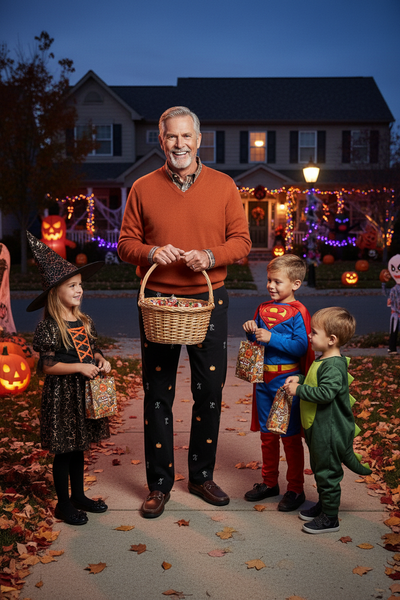 Harbor Pant Stretch Twill Black with Skeleton & Jack O'Lantern MENS EMBROIDERED PANTS Castaway Nantucket Island