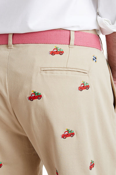 Harbor Pant Stretch Twill Khaki with Christmas Delivery MENS EMBROIDERED PANTS Castaway Nantucket Island