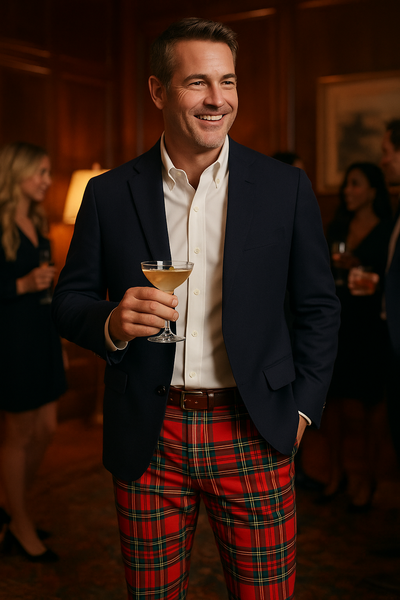 Harbor Pant Stretch Twill Royal Stewart Tartan Plaid MENS PANTS Castaway Nantucket Island