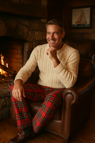 Harbor Pant Stretch Twill Royal Stewart Tartan Plaid MENS PANTS Castaway Nantucket Island