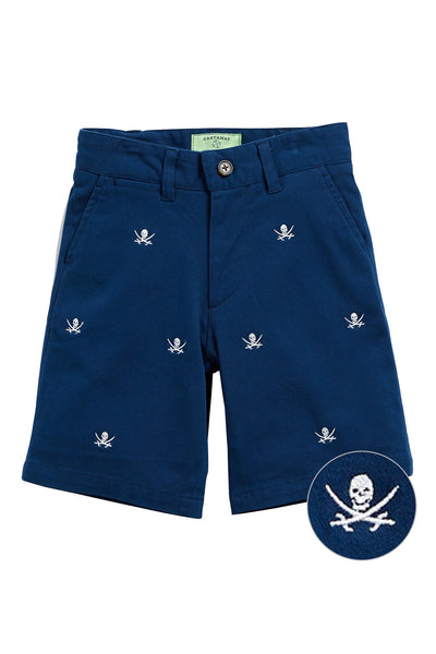 Jetties Short Stretch Twill Nantucket Navy with Calico Jack BOYS SHORTS Castaway Nantucket Island