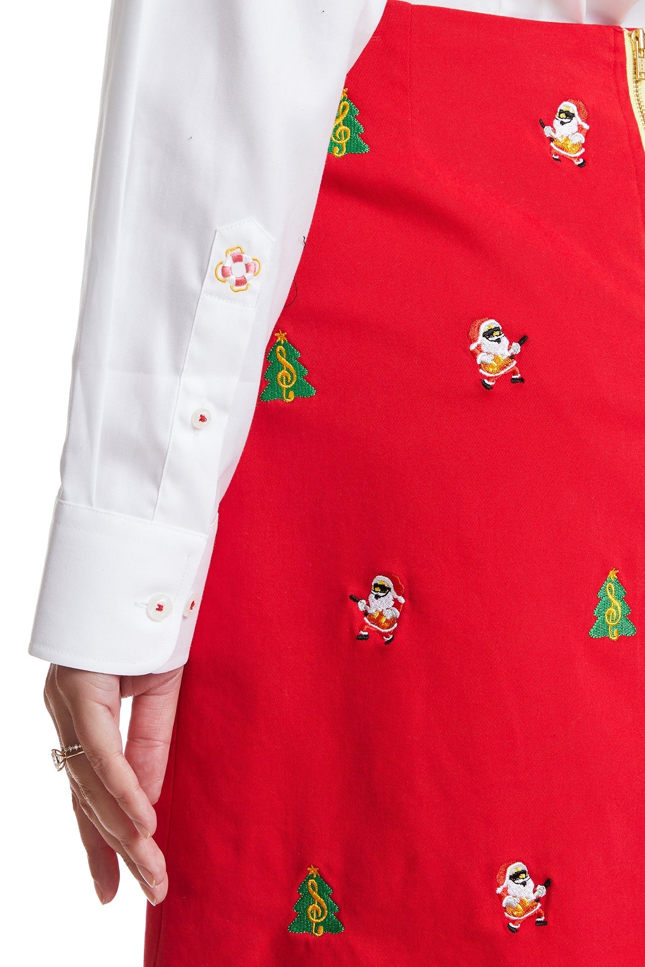 christmas dress shirts womens Ladies Button Down Shirt Oxford White with Single Christmas Tree XL / White