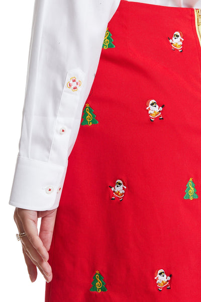 Ladies Button Down Shirt Oxford White with Single Christmas Tree LADIES SHIRTS Castaway Nantucket Island