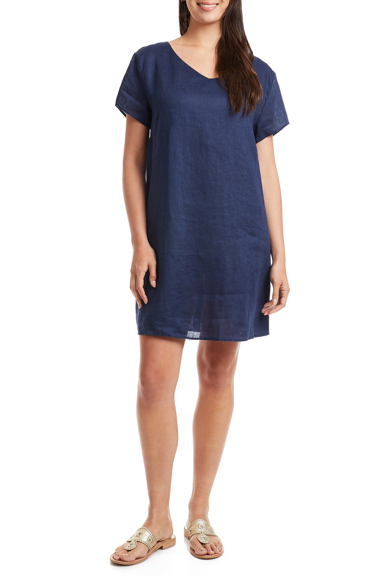 Ladies Oceanique Dress Navy Linen TUNICS & DRESSES Castaway Nantucket Island