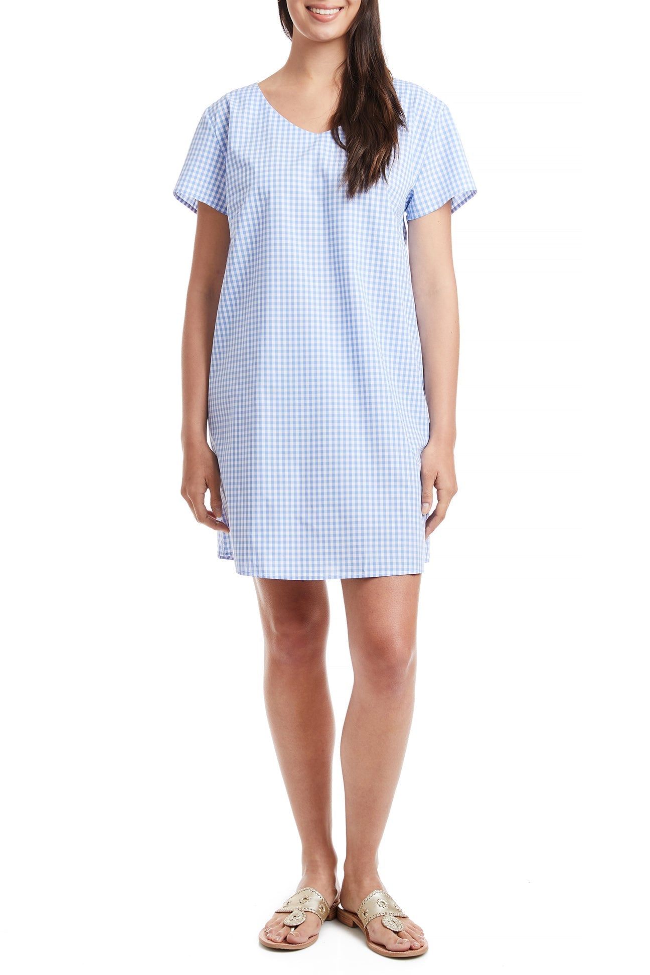 Ladies Oceanique Dress Wide Gingham Blue TUNICS & DRESSES Castaway Nantucket Island