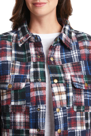 Ladies Shacket Colorado Flannel Patch Madras LADIES OUTERWEAR Castaway Nantucket Island