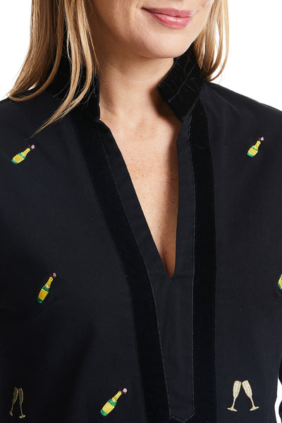 Ladies Tunic Top Twill Black with Champagne Toast TUNICS & DRESSES Castaway Nantucket Island