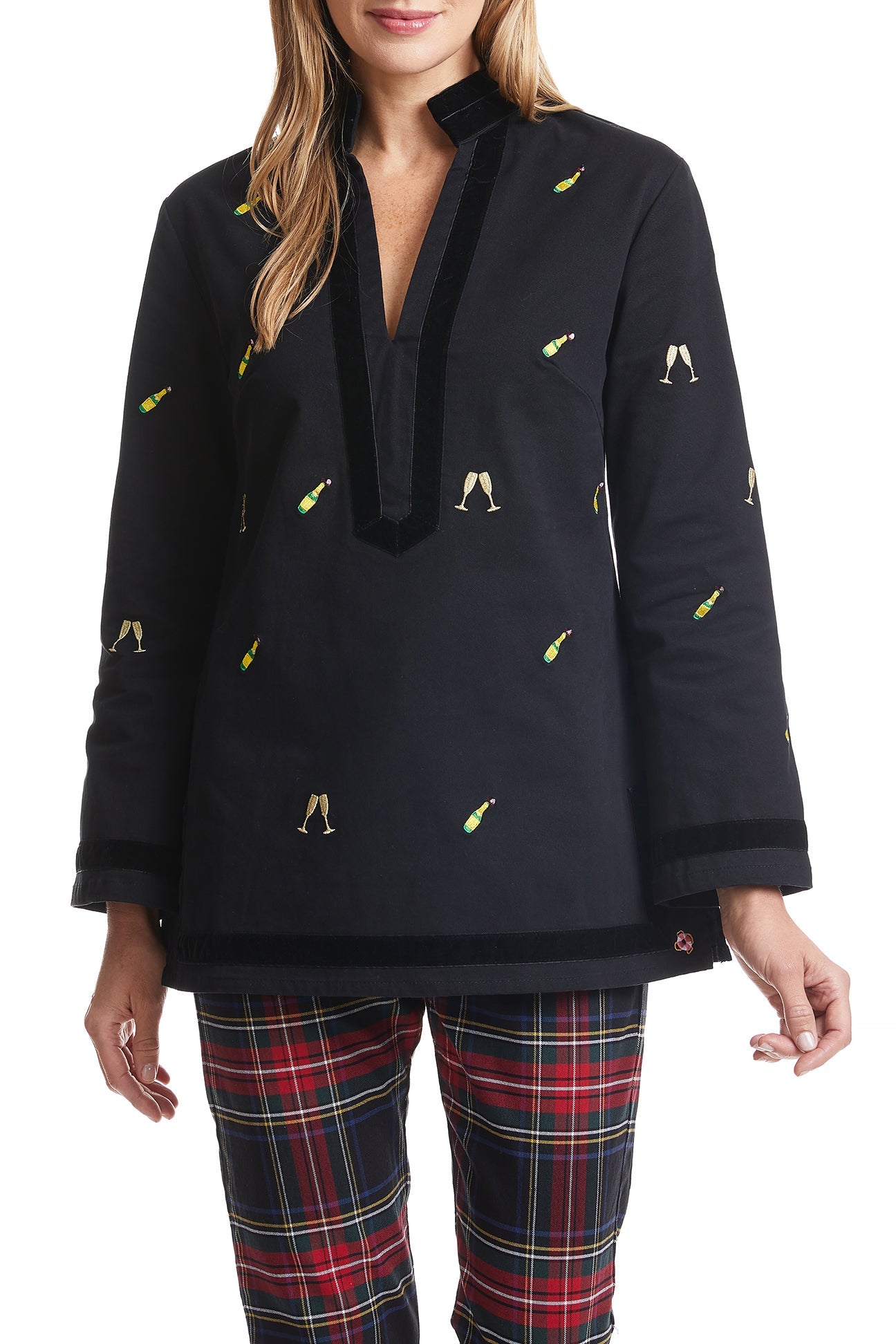 Ladies Tunic Top Twill Black with Champagne Toast TUNICS & DRESSES Castaway Nantucket Island