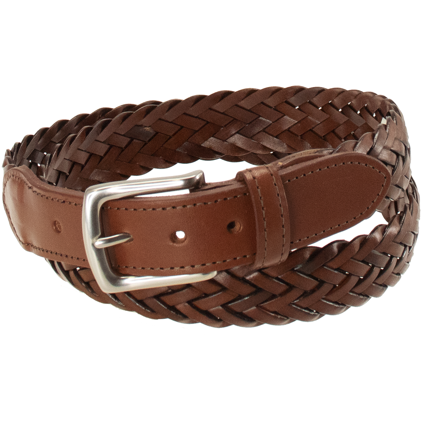 Maxwell Braided Leather Belt Dark Tan MENS BELTS TB Phelps