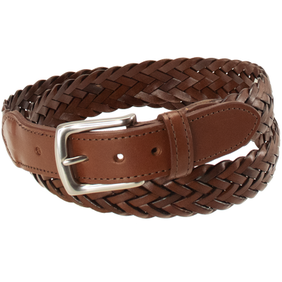 Maxwell Braided Leather Belt Dark Tan MENS BELTS TB Phelps