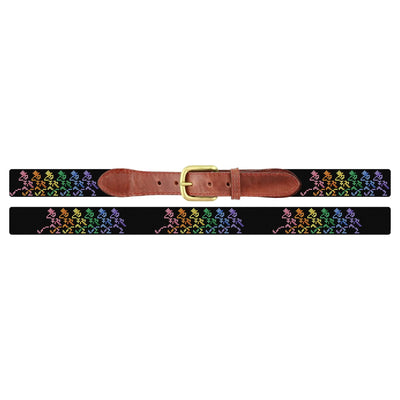 Needlepoint Belt Black with Dancing Skeletons MENS BELTS Smathers & Branson