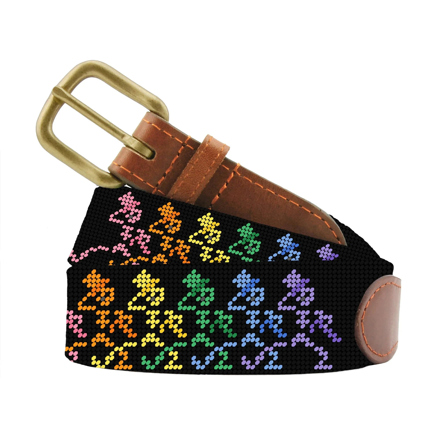 Needlepoint Belt Black with Dancing Skeletons MENS BELTS Smathers & Branson