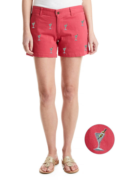 Sailing Short Stretch Twill Hurricane Red with Martini LADIES SHORTS Castaway Nantucket Island