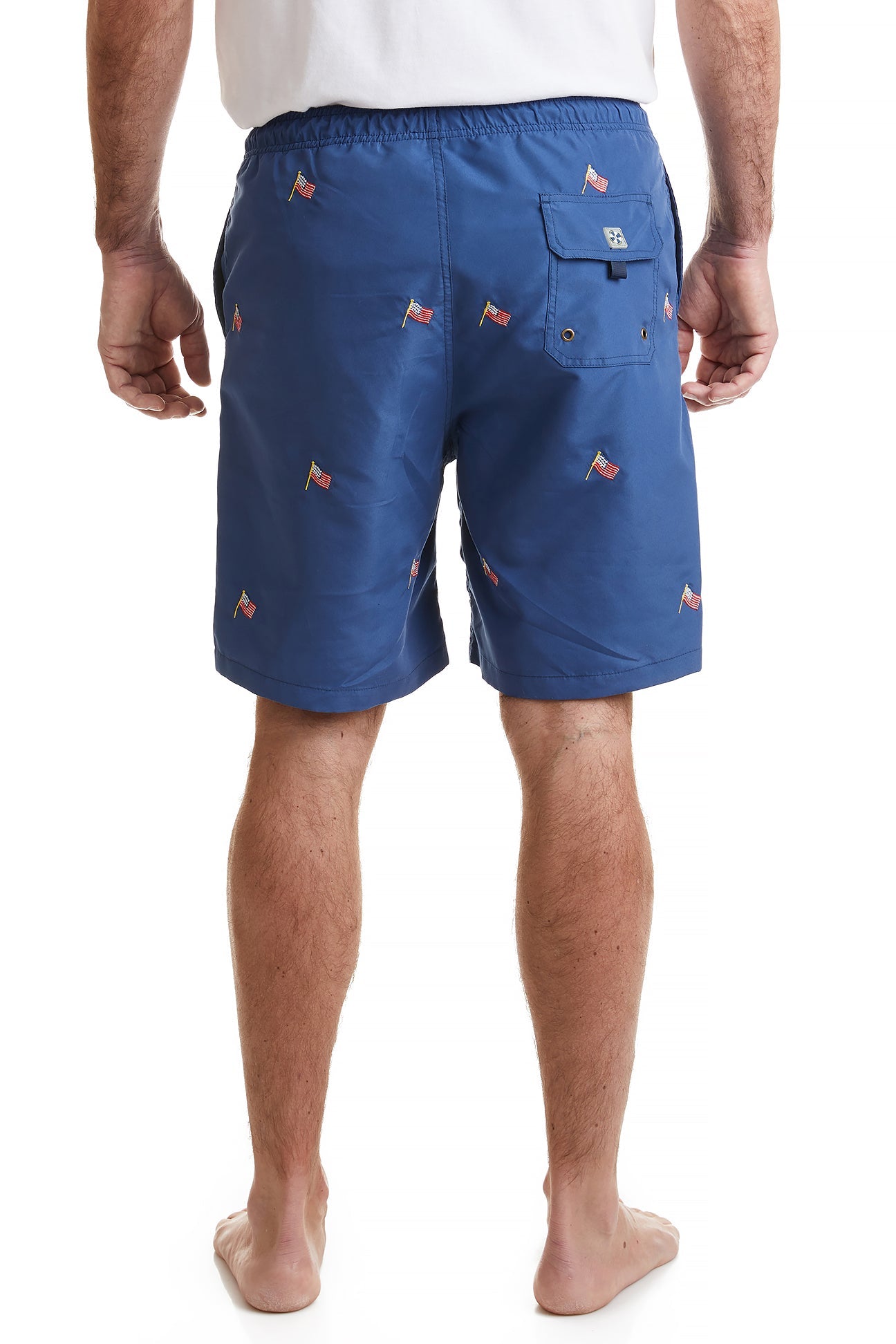 Sandbar Swim Suit Nantucket Navy with USA Flag Flying MENS SWIM Castaway Nantucket Island