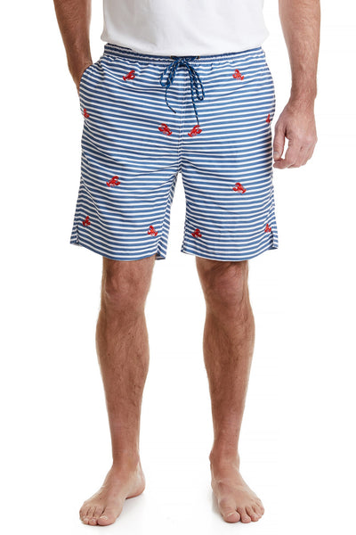 Sandbar Swim Suit Storm Stripe with Red Lobster MENS SWIM Castaway Nantucket Island