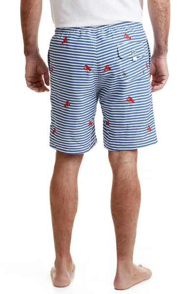 Sandbar Swim Suit Storm Stripe with Red Lobster MENS SWIM Castaway Nantucket Island