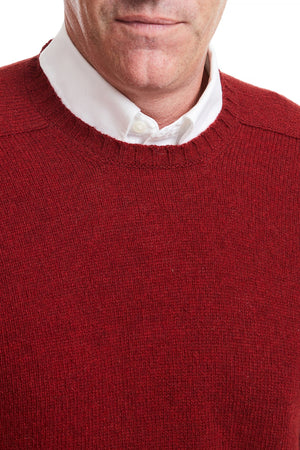 Scottish Shetland Crew Neck Sweater Wine MENS OUTERWEAR Castaway Nantucket Island
