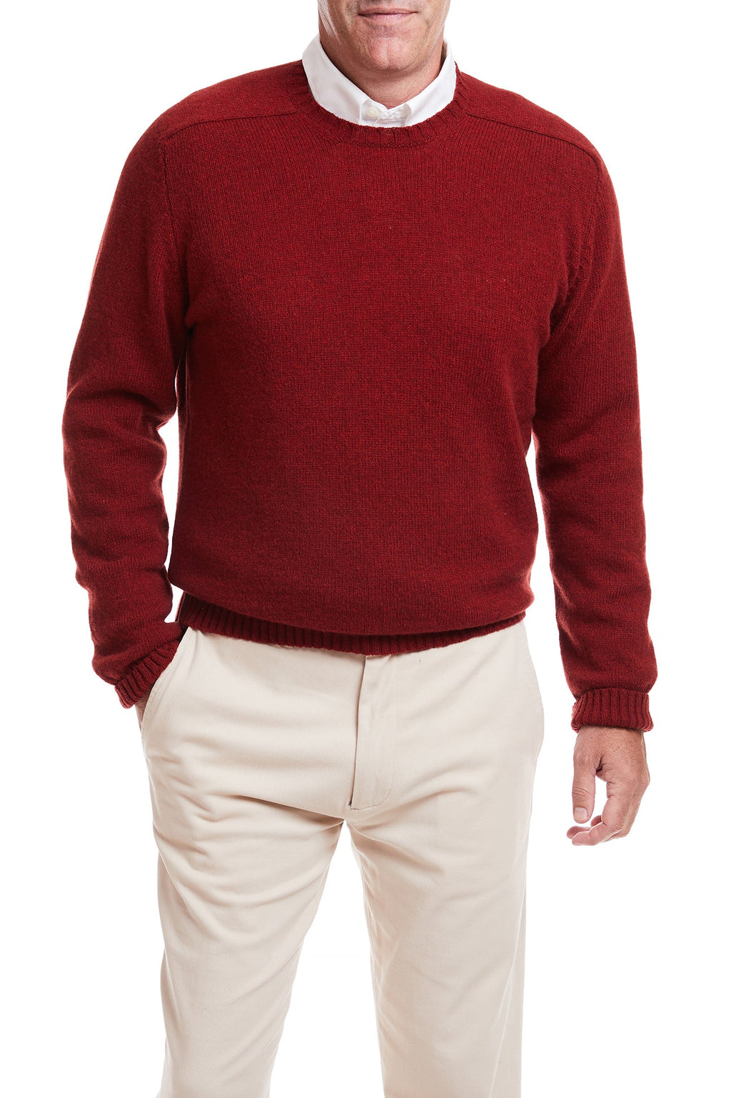 Scottish Shetland Crew Neck Sweater Wine MENS OUTERWEAR Castaway Nantucket Island