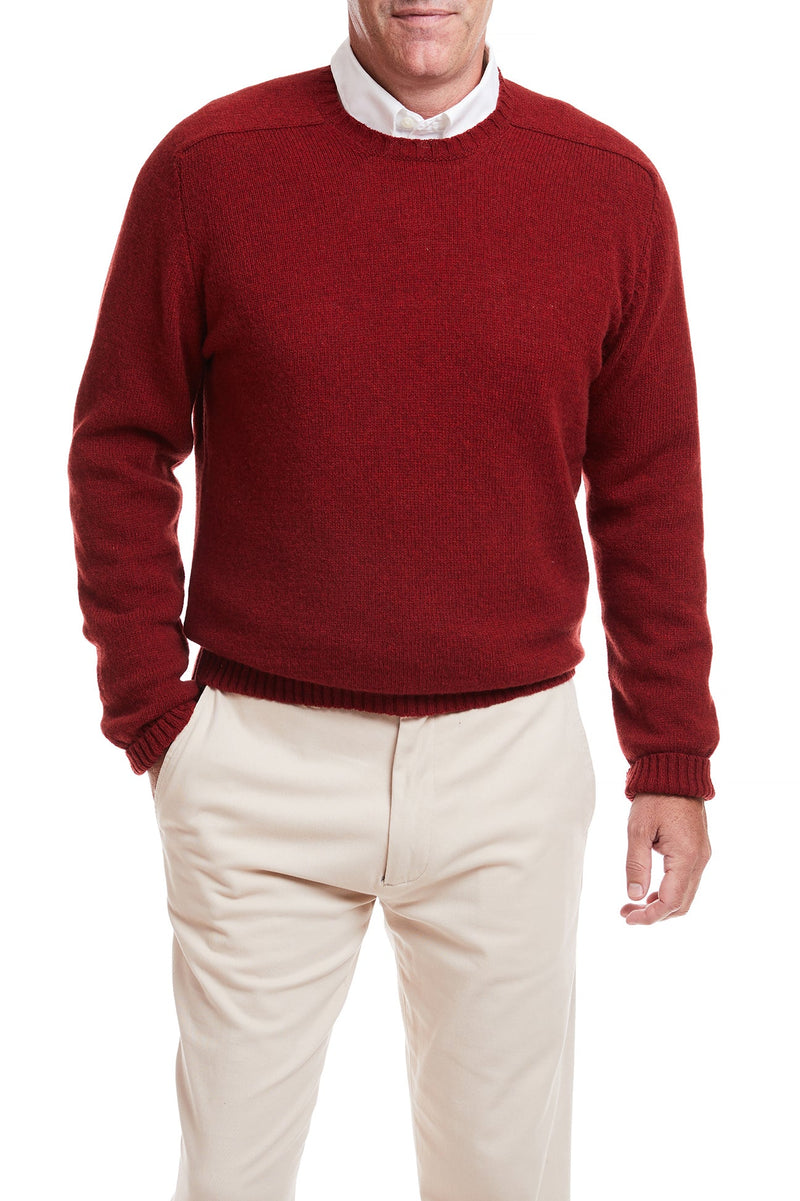 Scottish Shetland Crew Neck Sweater Wine MENS OUTERWEAR Castaway Nantucket Island