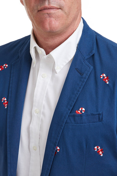 Spinnaker Blazer Nantucket Navy with Candy Cane MENS OUTERWEAR Castaway Nantucket Island