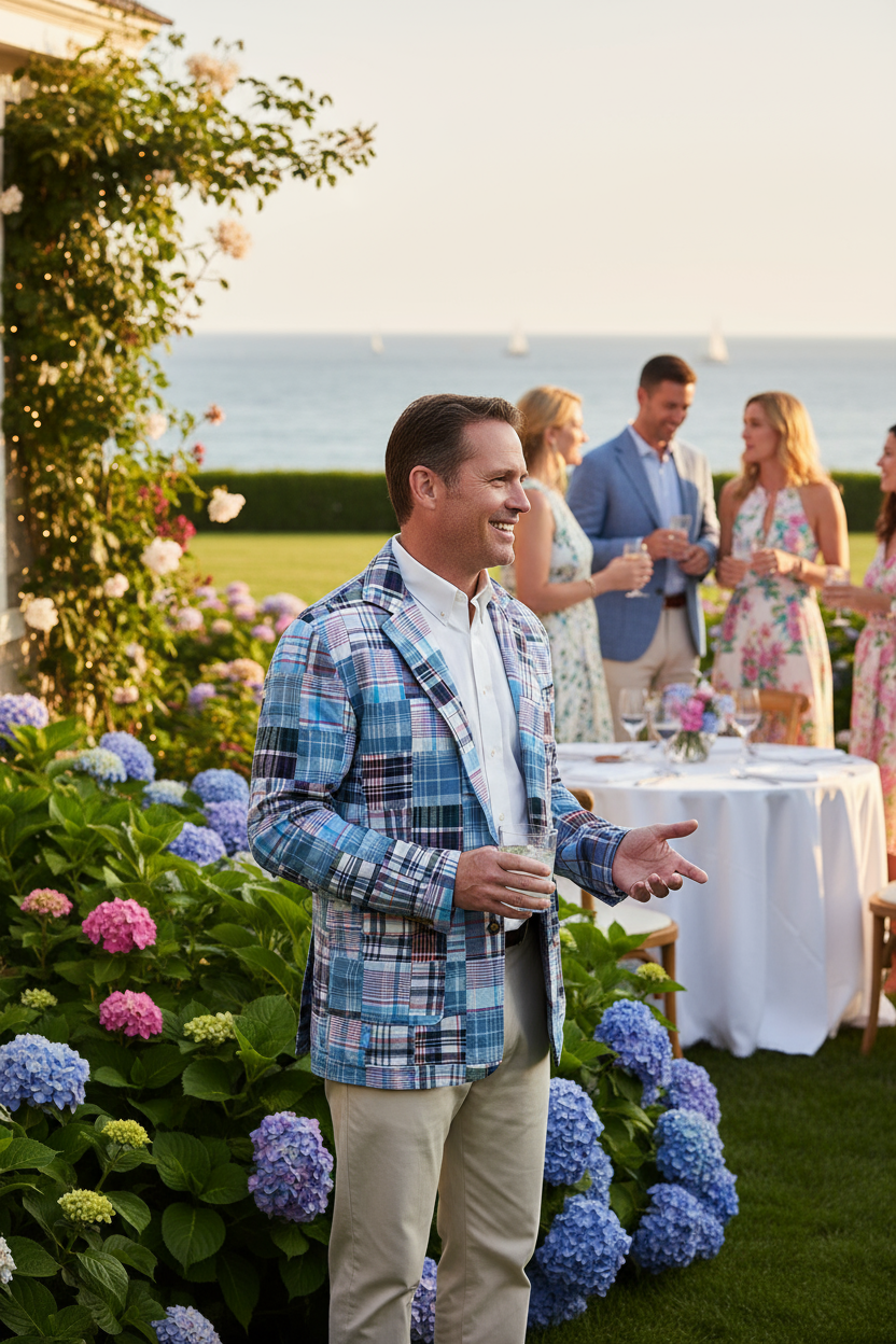 Spinnaker Blazer Seapoint Patch Madras MENS OUTERWEAR Castaway Nantucket Island