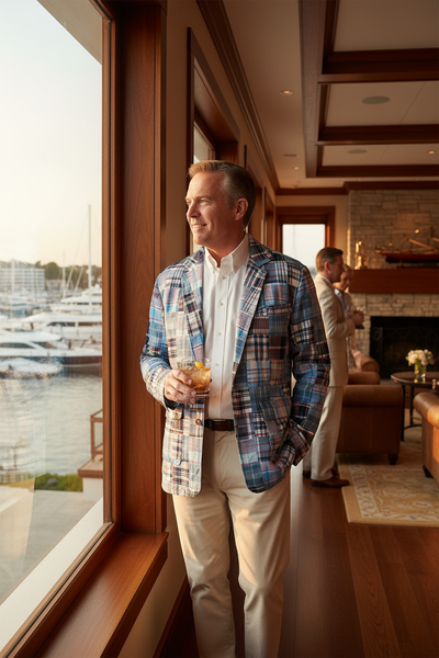 Spinnaker Blazer Seapoint Patch Madras MENS OUTERWEAR Castaway Nantucket Island