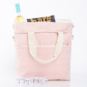 Striped Cooler Bag Rose & Tan ACCESSORIES NO GOOG SHOP CB Station